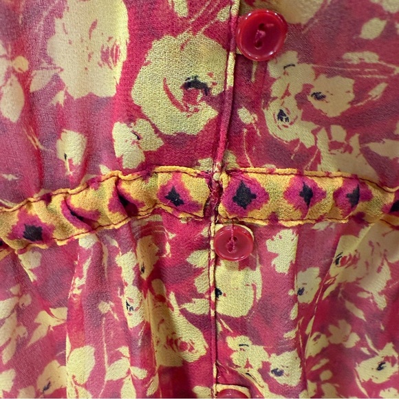 Lane Bryant Orange & Yellow Sheer Floral Blouse Peasant Top Plus Size 26/28 - Picture 5 of 8